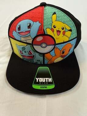 Pokémon Youth Snapback Baseball Cap Pikachu Squirtle Bulbasaur Charmander